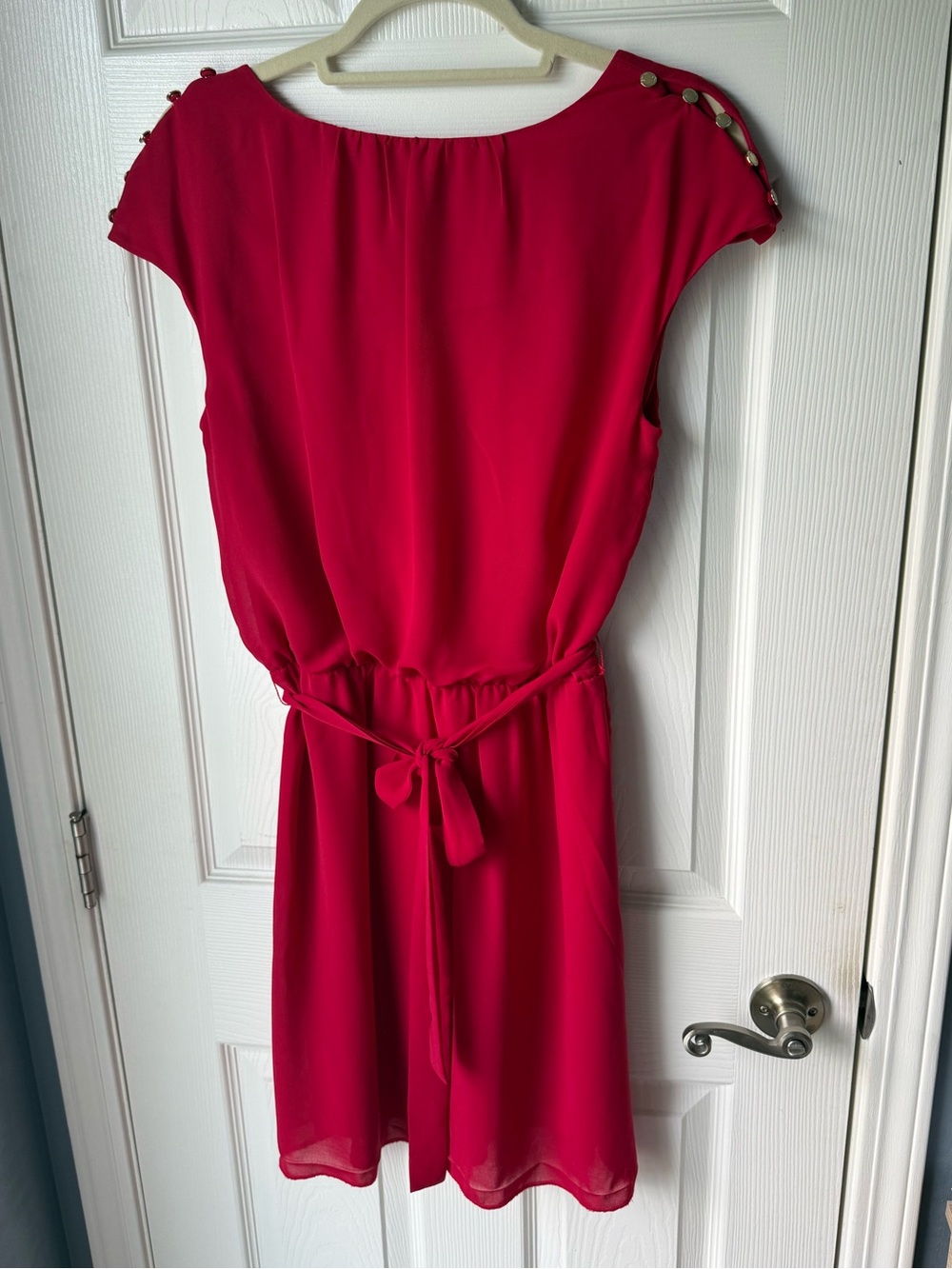 Guess Size 7 Chic Red Tie-Belt Mini Dress